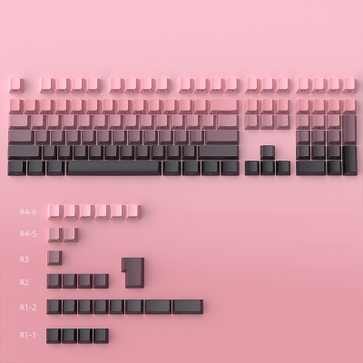 Red Bean Pink 104+30 Keys OEM Profile PBT Doubleshot Side Legends Keycaps Set for MX Keyboard